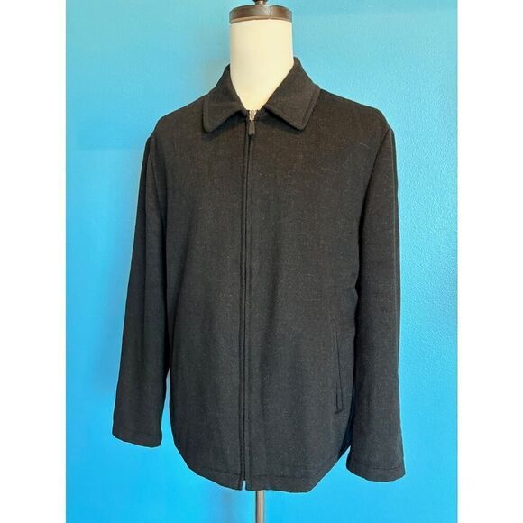 Men's IKE Behar Jacket 95% Wool 5% Nylon 2 Pockets Fully Lined Heather Black L - Picture 1 of 7